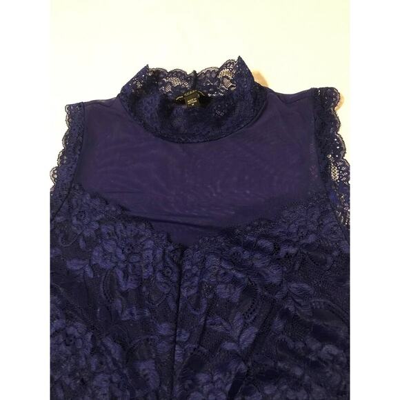 Guess women's Y2K lace overlay top Royal blue Size large Party Festival Office - Picture 6 of 8